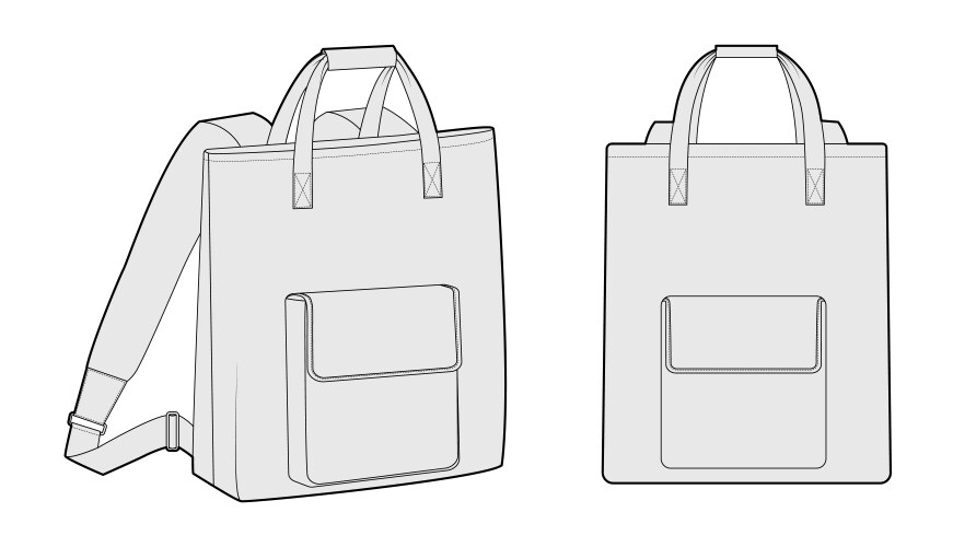 Convertible backpack silhouette tote bag Vector Image