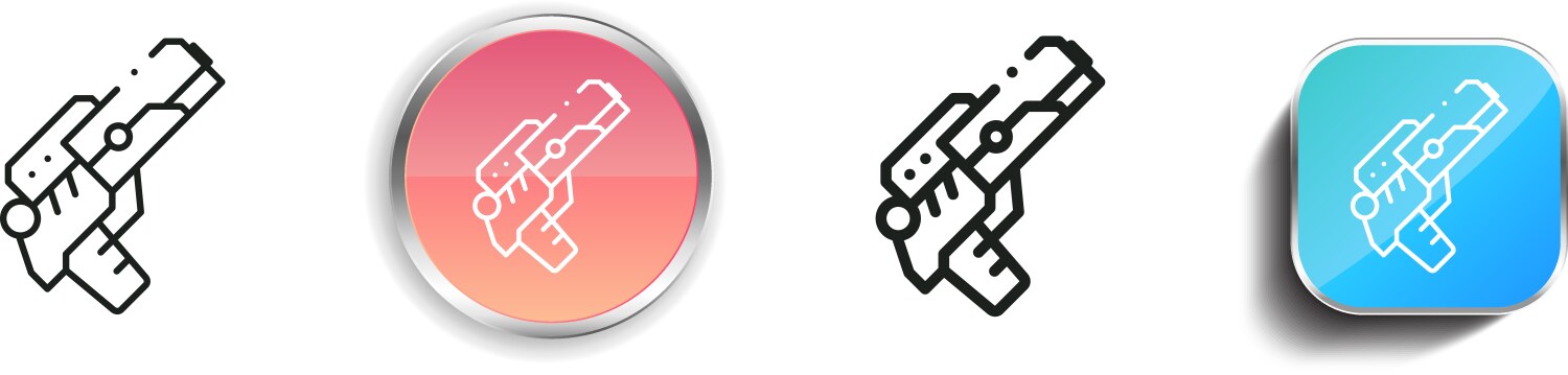 Gun icon thin linear regular and button style vector image