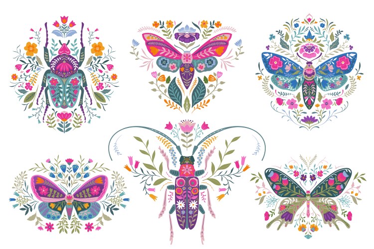 Set of six beautiful composition Vector Image