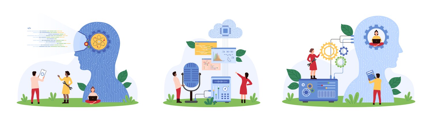 Cloud computing coding and working on digital vector image