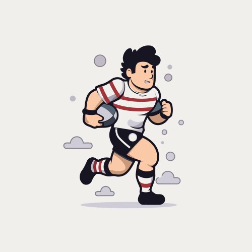 Rugby player kicking the ball in cartoon style Vector Image