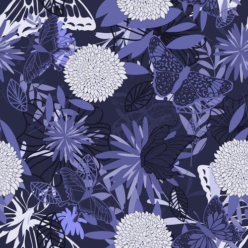 Seamless floral pattern with dark and light blue Vector Image