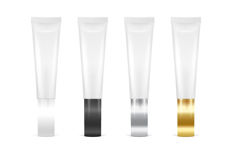 3d realistic plastic metal white lip balm Vector Image