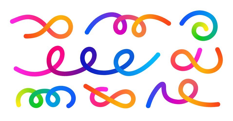 Abstract colorful ribbon gradient loops shape vector image