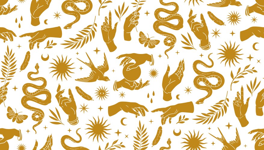 Snakes and flowers seamless pattern Royalty Free Vector
