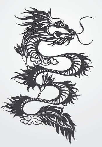 Chinese dragon black white Royalty Free Vector Image