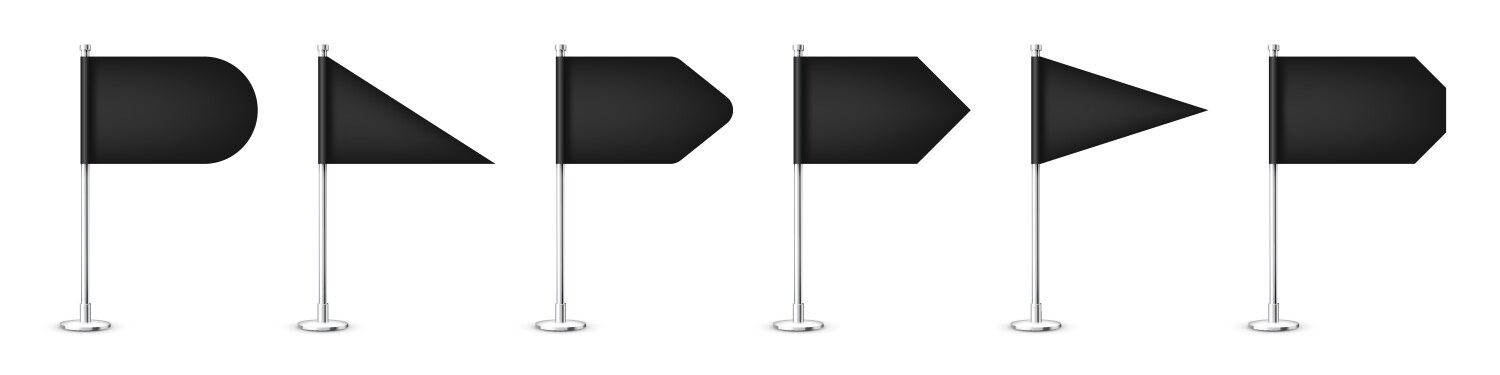 realistic various table flags on a chrome steel vector image