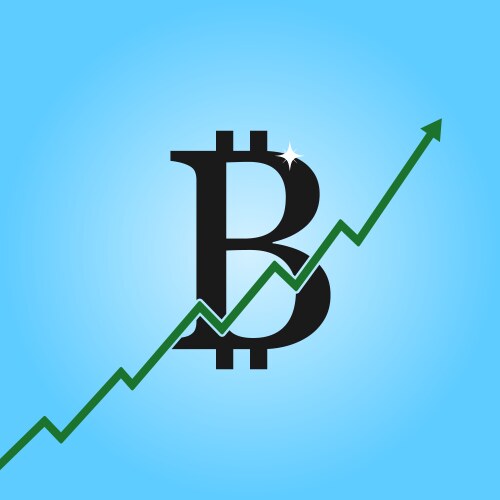 Bitcoin growth graph sign with arrow up vector image