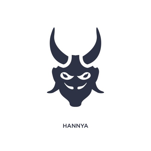 Hannya Mask Icon - Black & White Vector Image