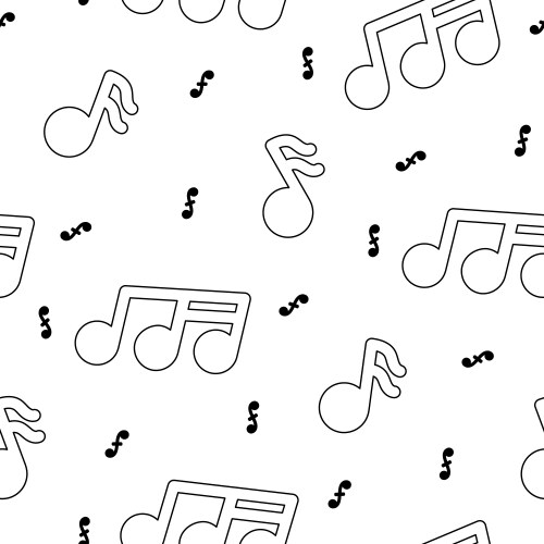 Musical notes seamless pattern coloring page Vector Image