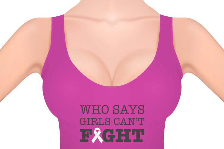 beautiful realistic female breast in a pink tank vector image vector image