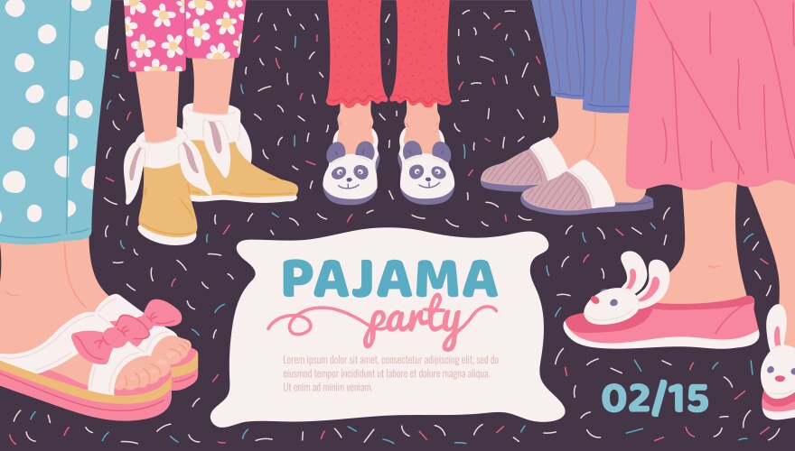 pajama party poster with women legs vector image