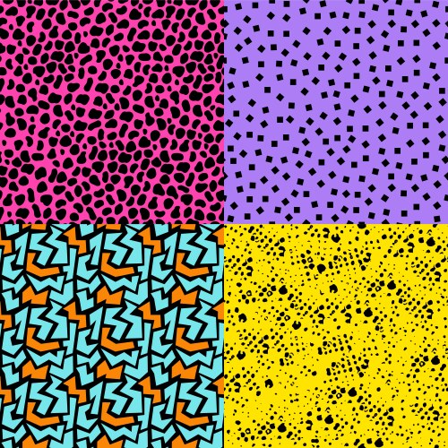 Retro 80s seamless pattern background set Vector Image