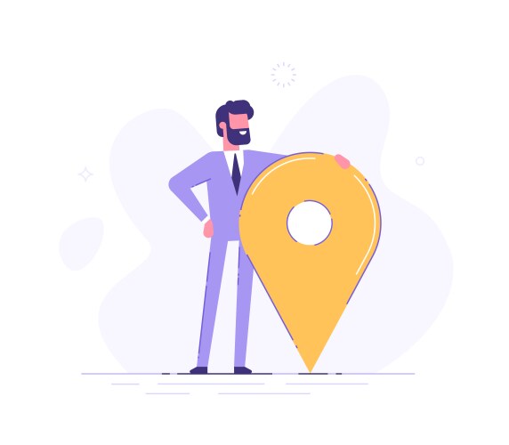 Businessman Standing Near Map Pointer vector image