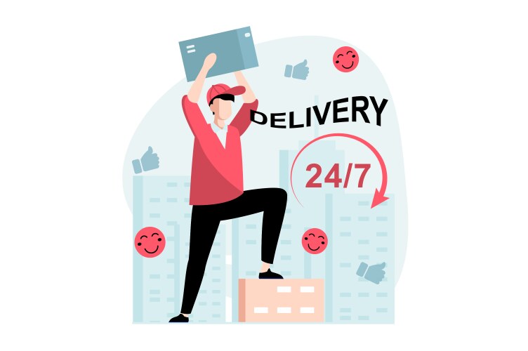 Delivery service concept with people scene in flat vector image