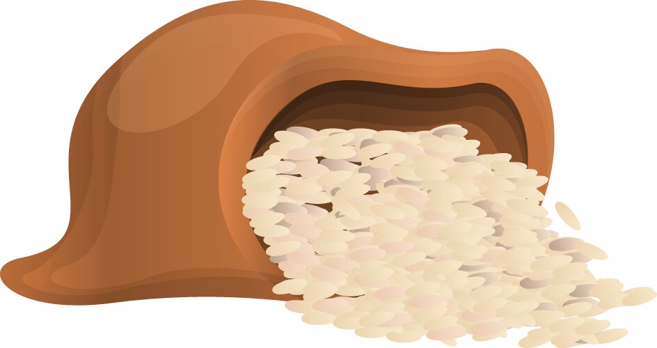 Open rice sack icon cartoon style Vector Image