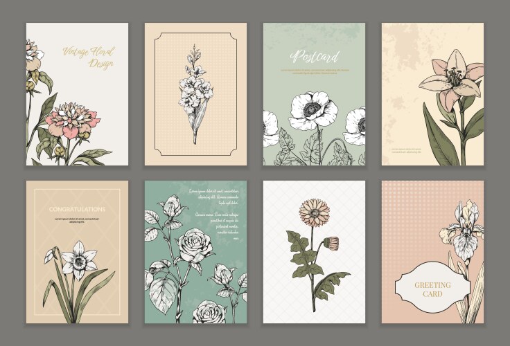 Vintage flower frames floral rose wallpaper vector image