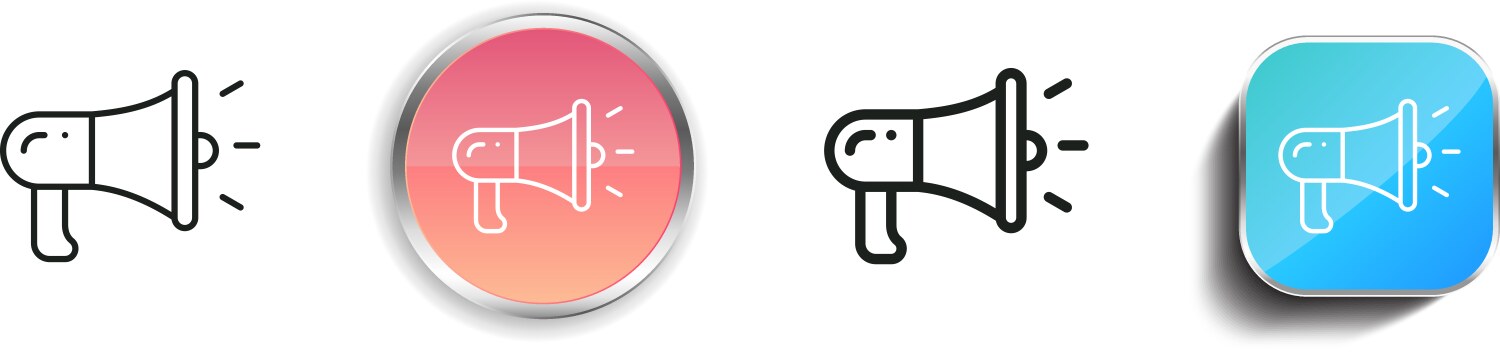Megaphone icon thin linear regular and button vector image