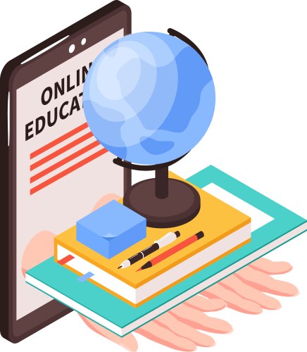 online education isometric composition vector image