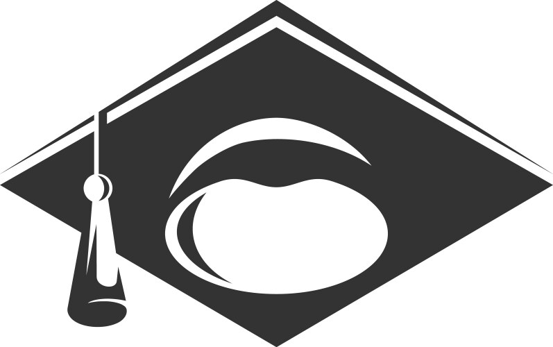 Graduate cap black icon academic wisdom Vector Image