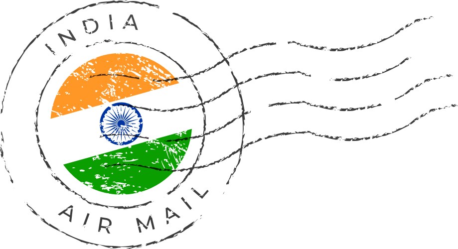 India postage mark national flag stamp vector image