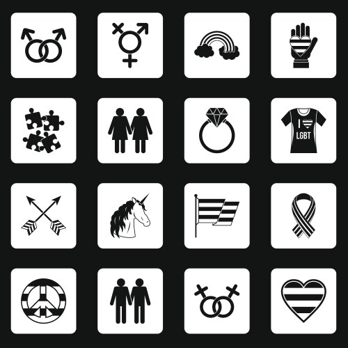 Lgbt icons set squares vector image