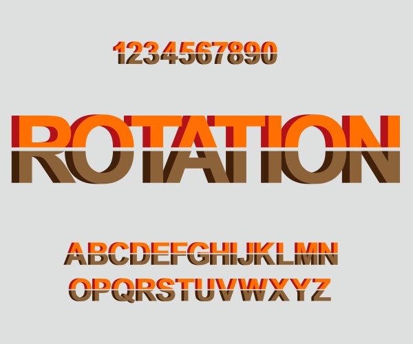 3d rotation font design for typography vector image