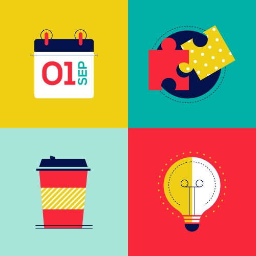 office work - colorful flat design style elements vector image