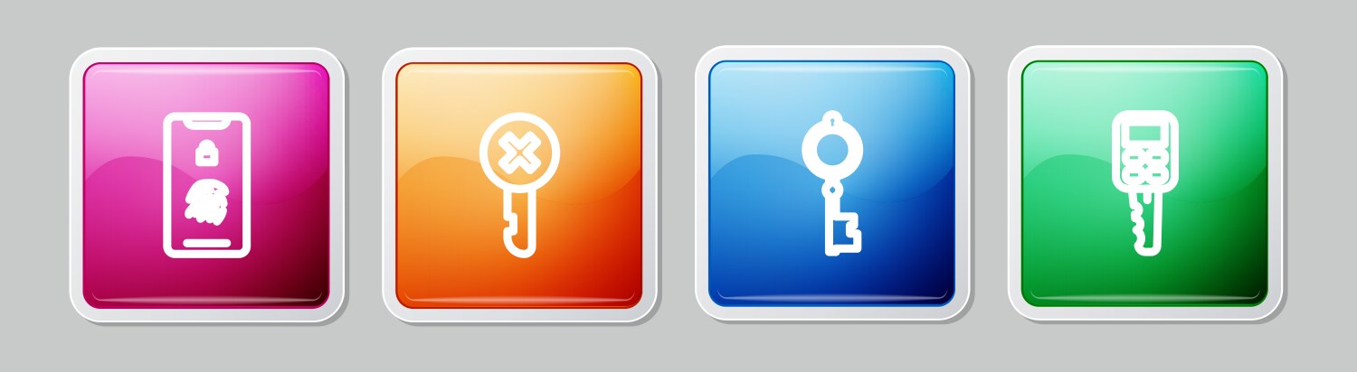 Set line mobile with fingerprint scan wrong key vector image