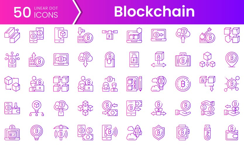 Set of blockchain icons gradient style icon bundle vector image