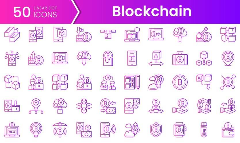 Set of blockchain icons gradient style icon bundle vector image