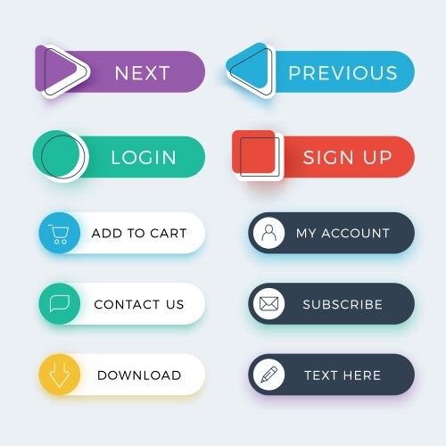 trendy web and ui application color buttons vector image