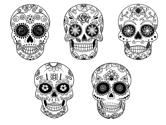 Day of the Dead Sugar Skulls Vector Image