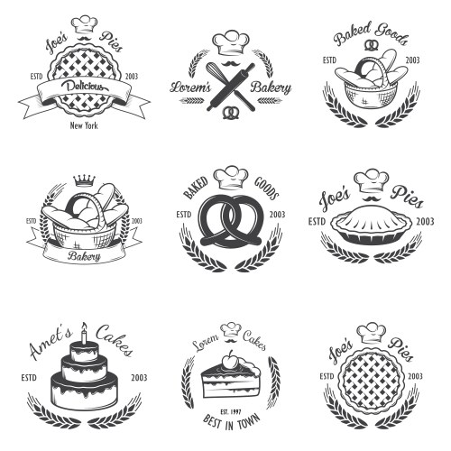 Set of vintage retro bakery labels Royalty Free Vector Image