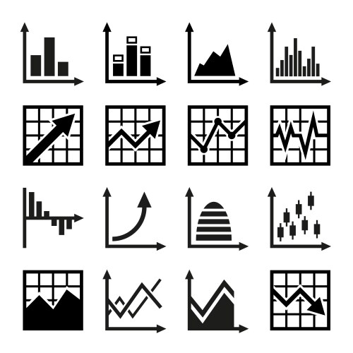 Business Chart Icons - Data & Analysis Vector Image