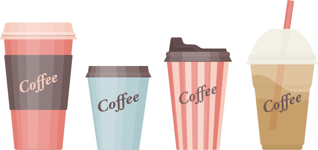 Different coffee cups icon templates isolated vector image