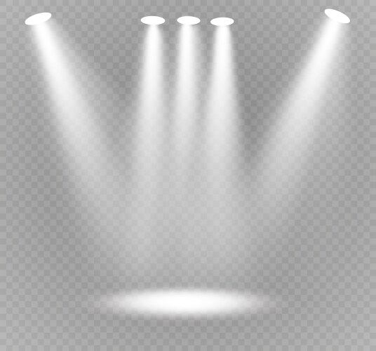 Realistic white gray glowing spotlights Royalty Free Vector