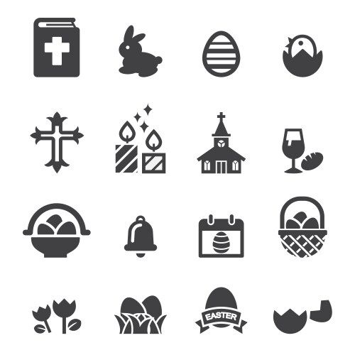 Easter icons set of flat symbols Royalty Free Vector Image