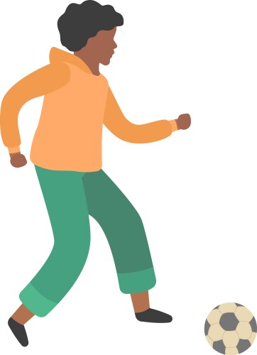 kid playing soccer child with football ball vector