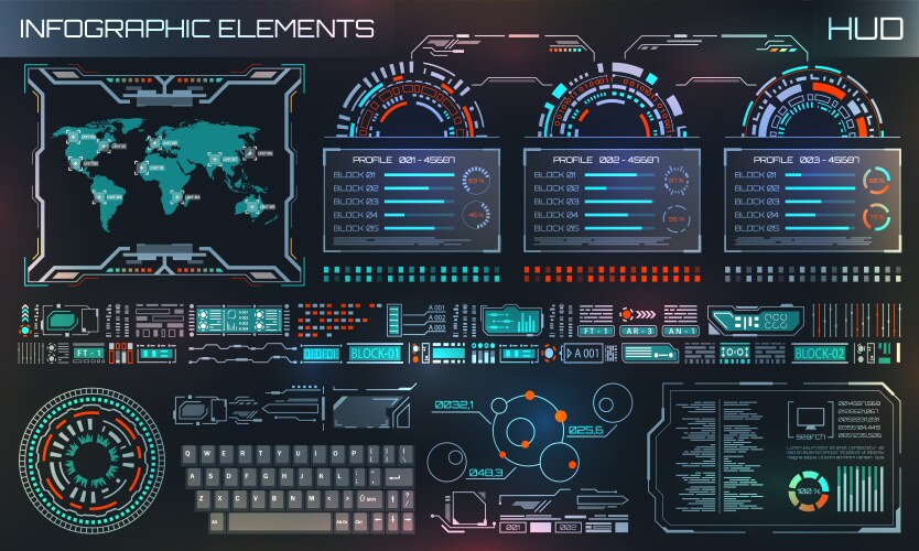 Hud loading progress bars sci fi interface Vector Image