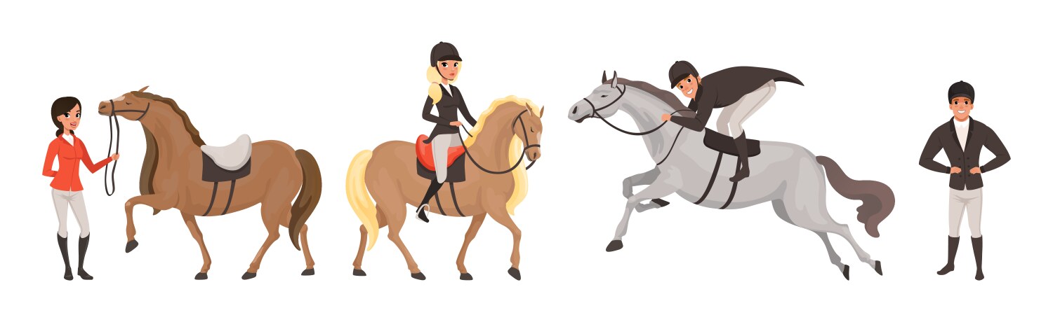 Equestrian sport with man and woman on horse back Vector Image