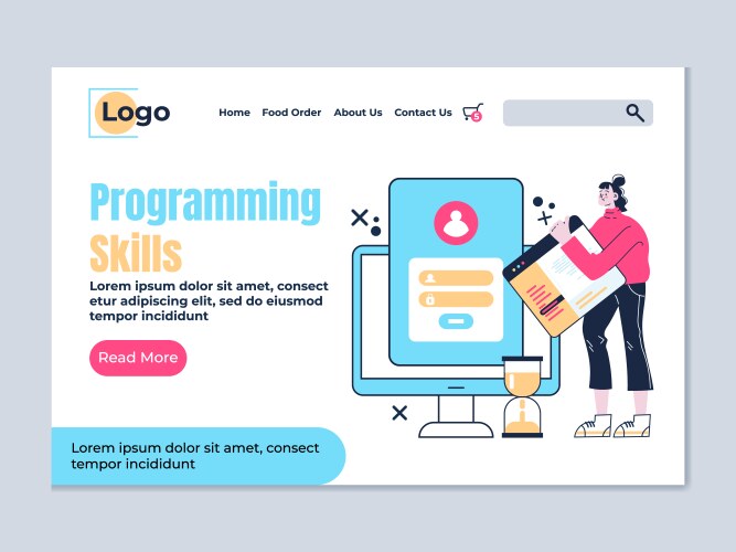 Programming skills landing web site page vector image