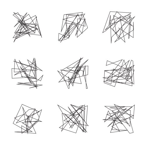 set of random chaotic lines vector image