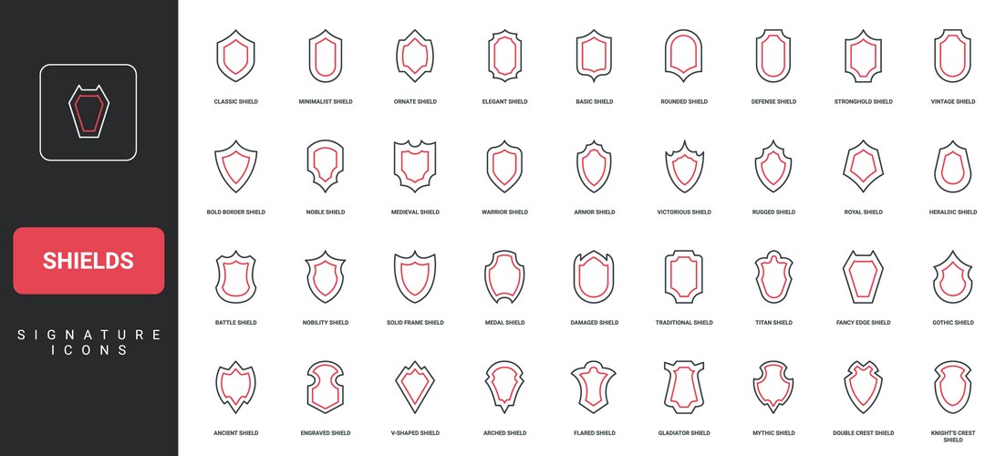 Shield shape outline isolated – Royalty-Free Vector | VectorStock