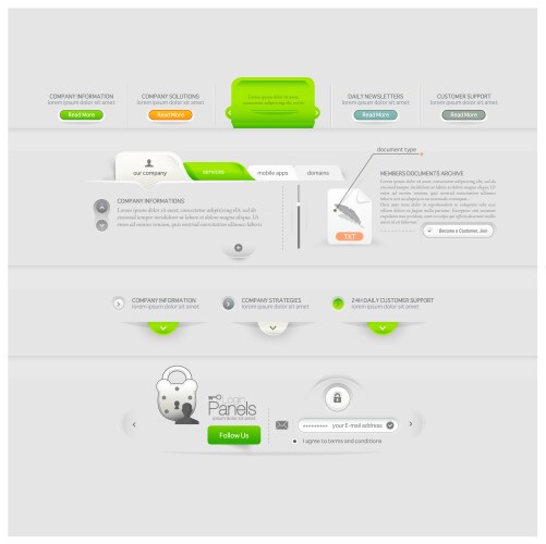 Metallic web navigation menu Royalty Free Vector Image