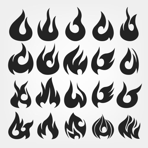 20 fire flames icon set vector image