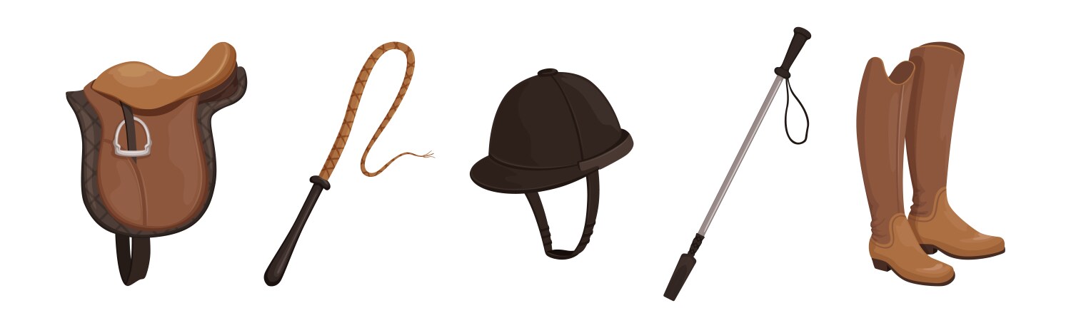 Equestrian sport object and different accessory Vector Image