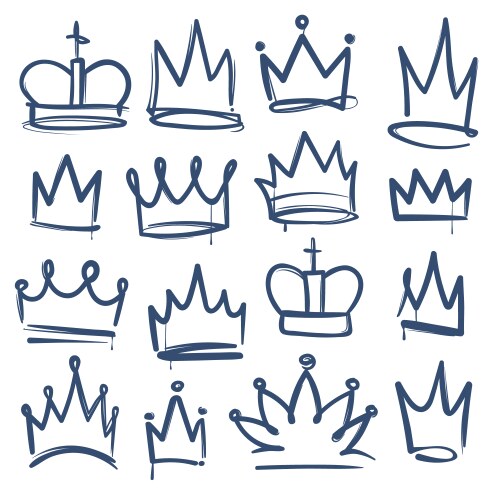 Doodle Crown Set - Crowns & Tiaras Vector Image