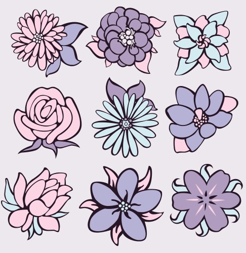 Collection of sakura flowers set Royalty Free Vector Image