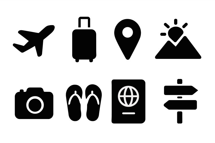 Travel essentials for a fun adventure at scenic Vector Image